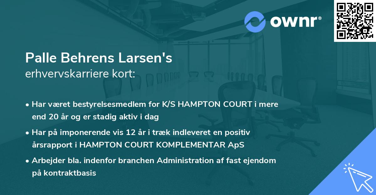 Palle Behrens Larsen's erhvervskarriere kort
