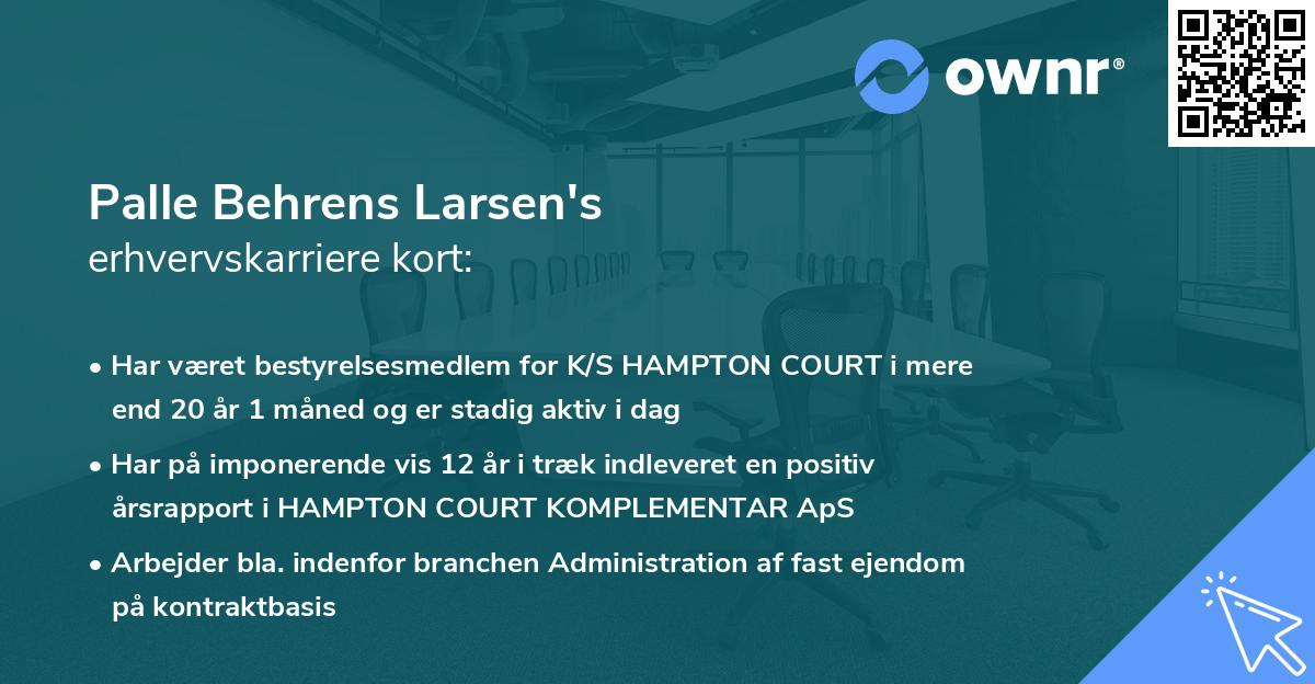 Palle Behrens Larsen's erhvervskarriere kort