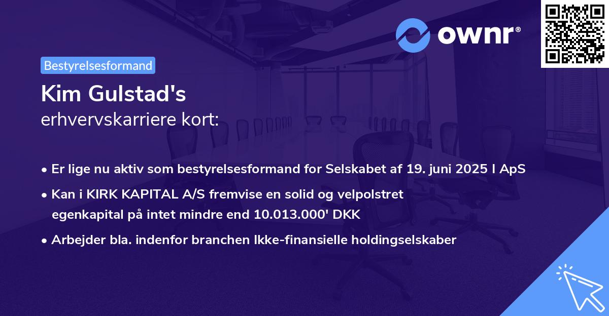 Kim Gulstad's erhvervskarriere kort