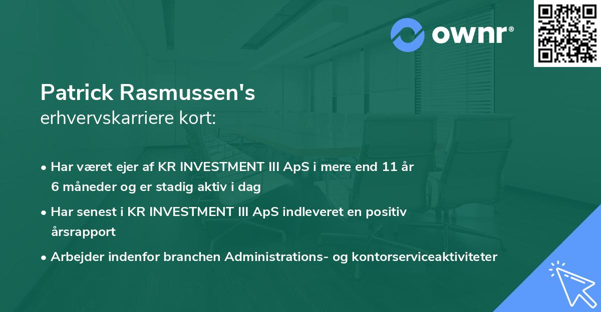 Patrick Rasmussen's erhvervskarriere kort