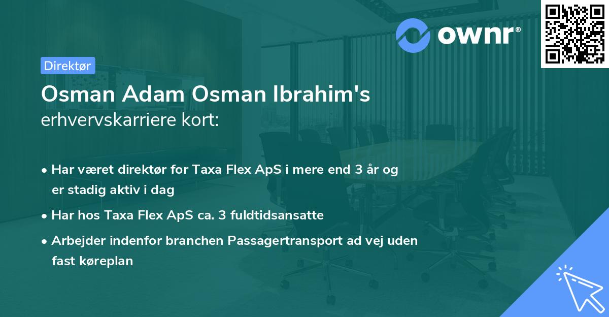 Osman Adam Osman Ibrahim's erhvervskarriere kort