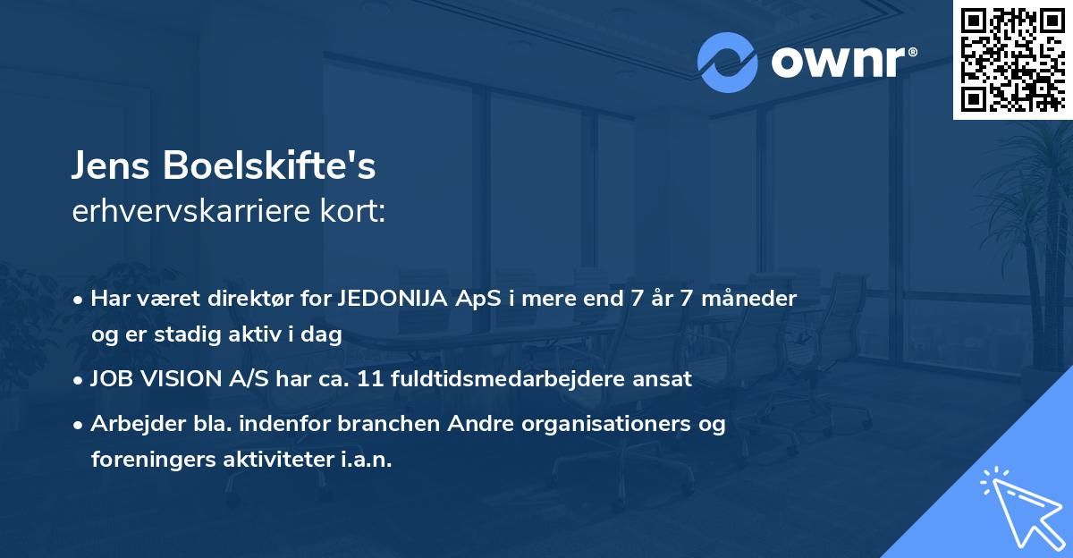 Jens Boelskifte's erhvervskarriere kort