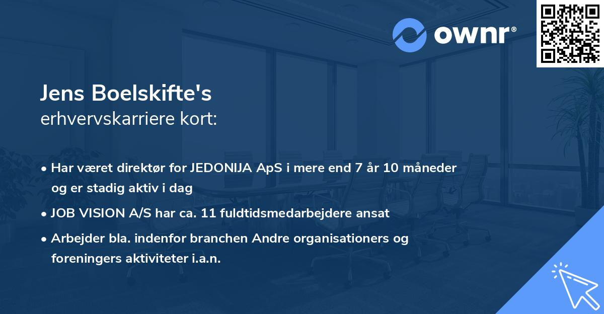 Jens Boelskifte's erhvervskarriere kort