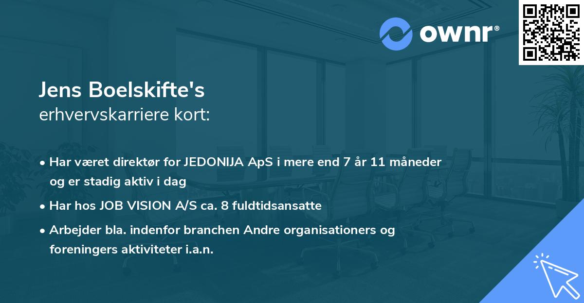 Jens Boelskifte's erhvervskarriere kort