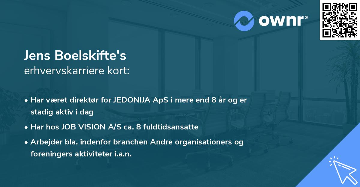 Jens Boelskifte's erhvervskarriere kort