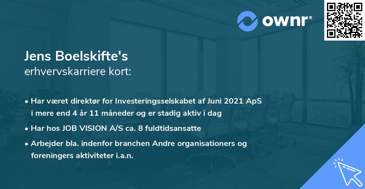 Jens Boelskifte's erhvervskarriere kort