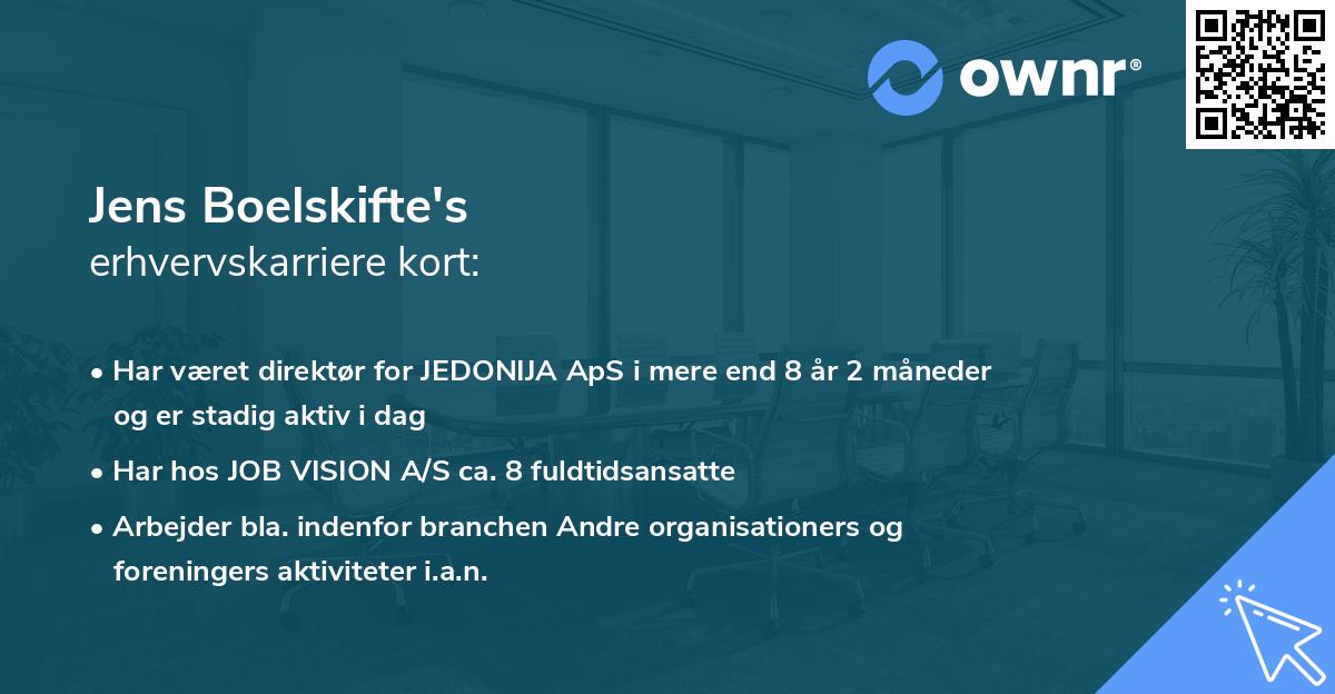 Jens Boelskifte's erhvervskarriere kort