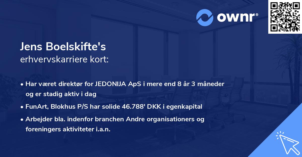 Jens Boelskifte's erhvervskarriere kort