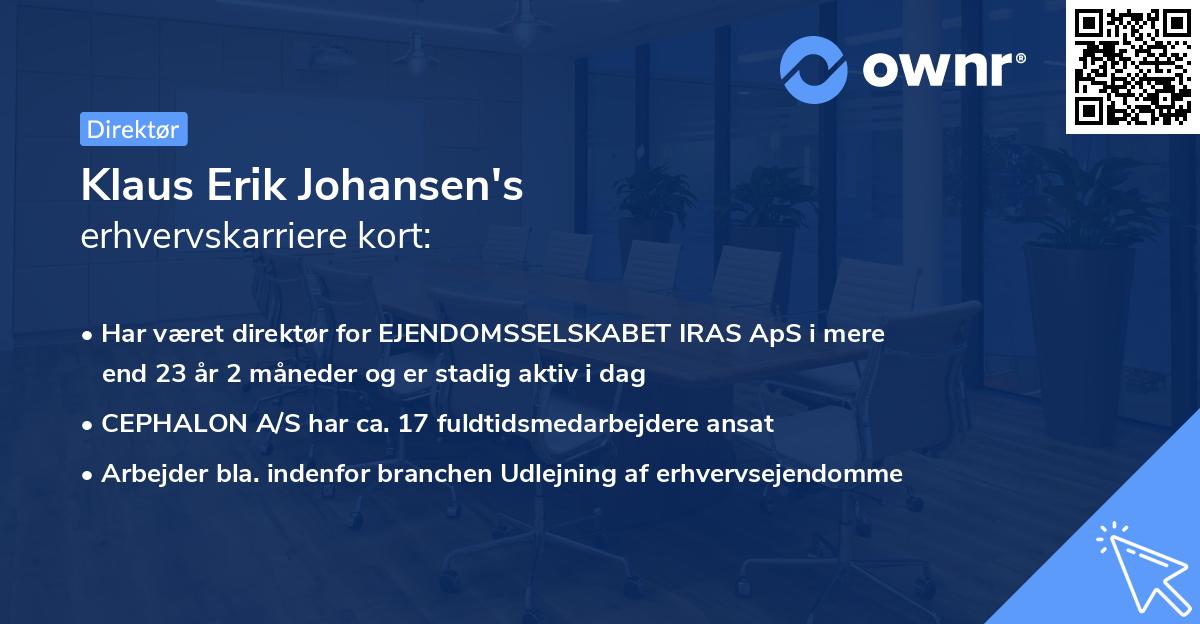 Klaus Erik Johansen's erhvervskarriere kort