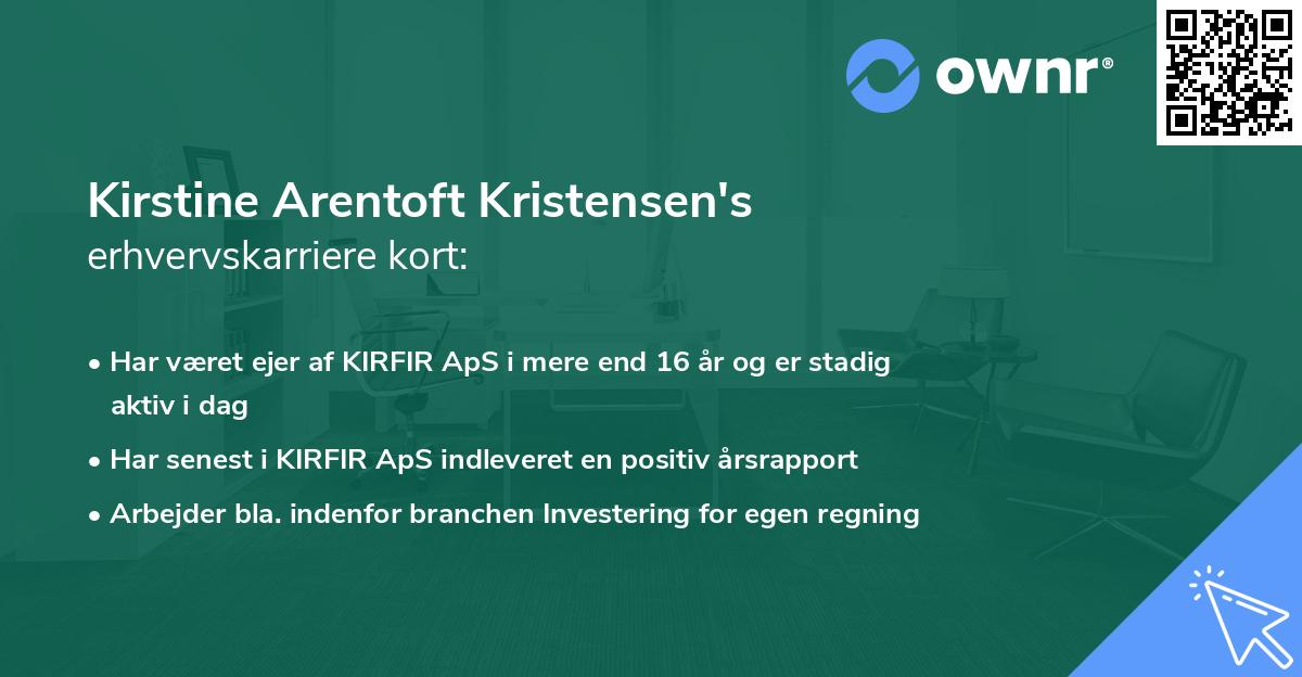 Kirstine Arentoft Kristensen's erhvervskarriere kort