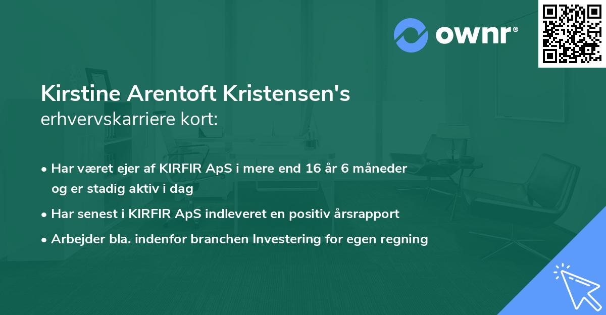 Kirstine Arentoft Kristensen's erhvervskarriere kort