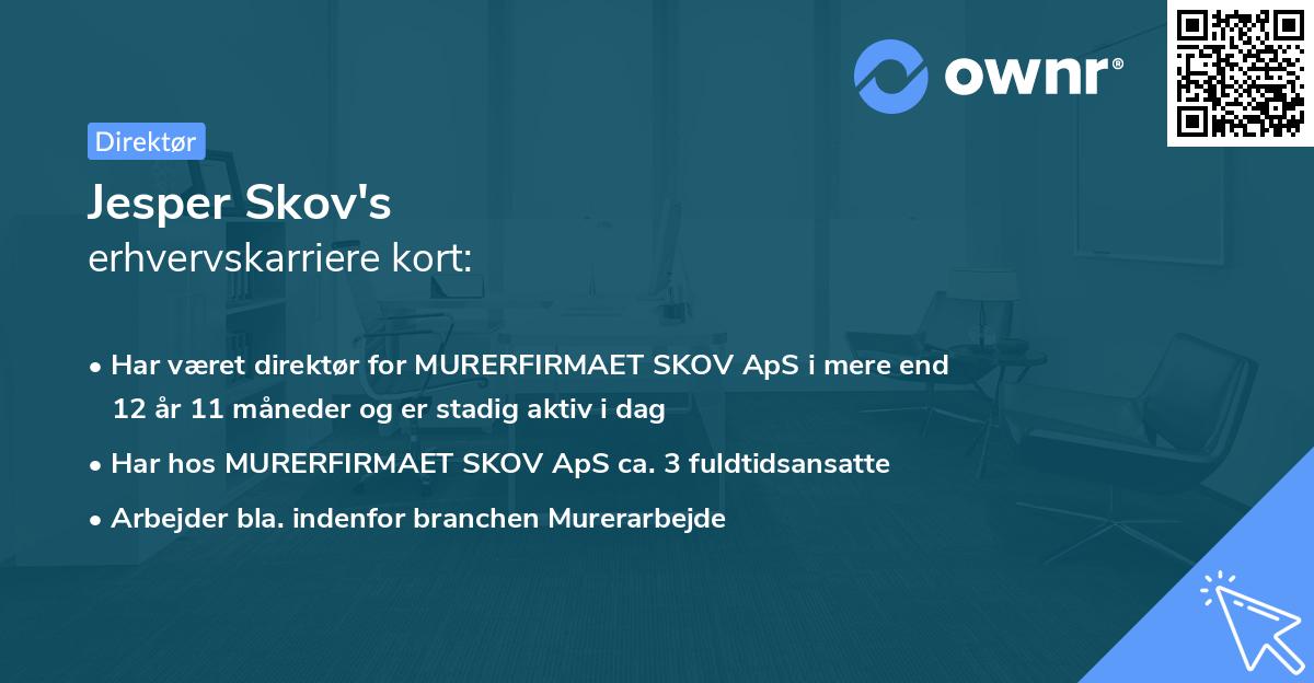 Jesper Skov's erhvervskarriere kort