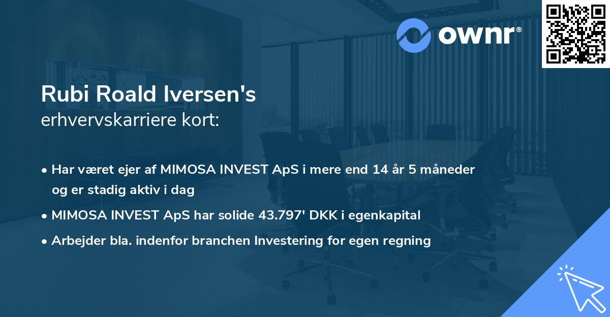 Rubi Roald Iversen's erhvervskarriere kort
