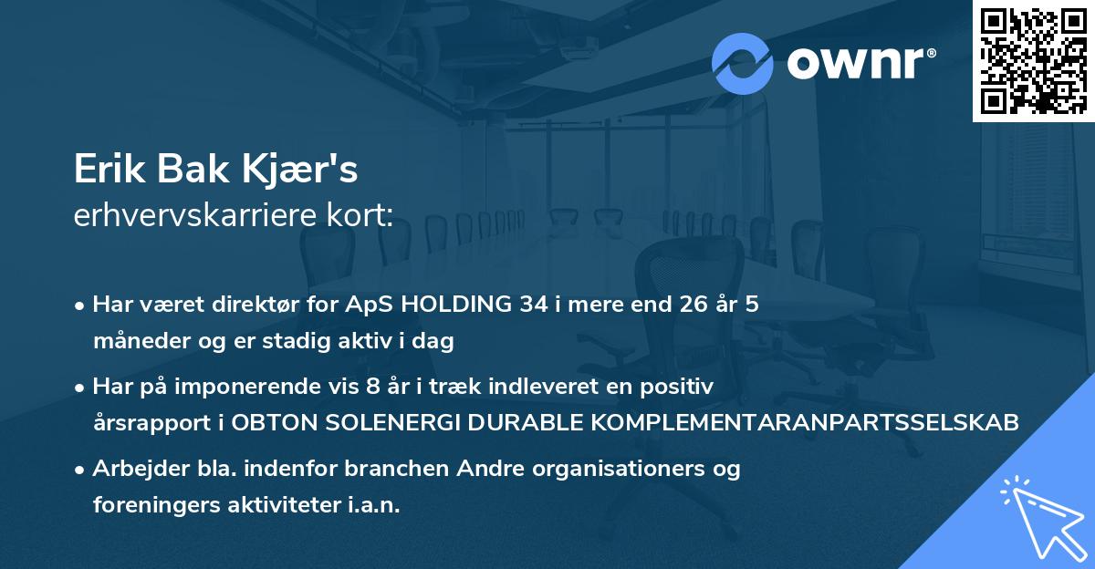 Erik Bak Kjær's erhvervskarriere kort