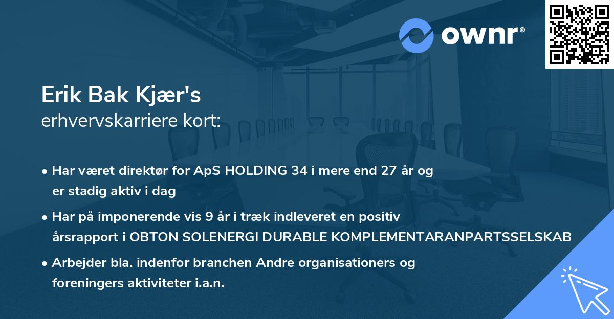 Erik Bak Kjær's erhvervskarriere kort