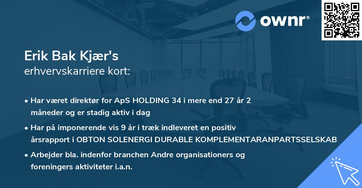Erik Bak Kjær's erhvervskarriere kort