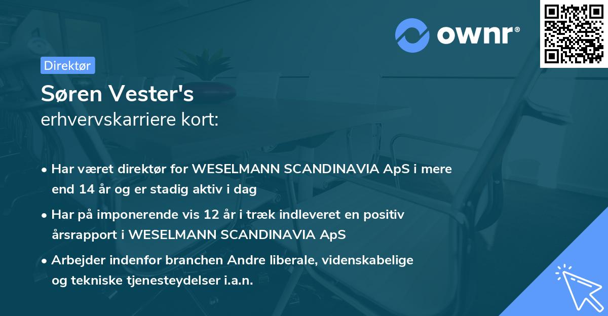 Søren Vester's erhvervskarriere kort