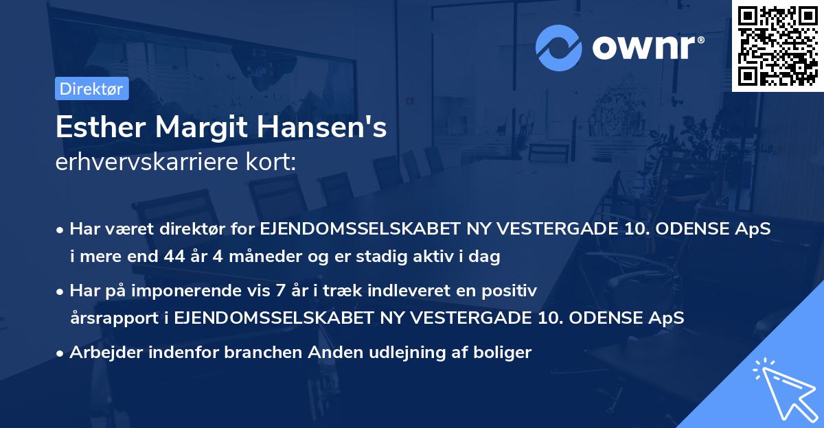 Esther Margit Hansen's erhvervskarriere kort