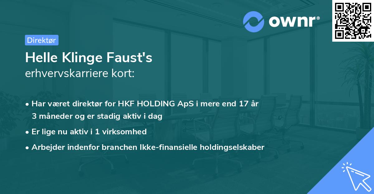 Helle Klinge Faust's erhvervskarriere kort