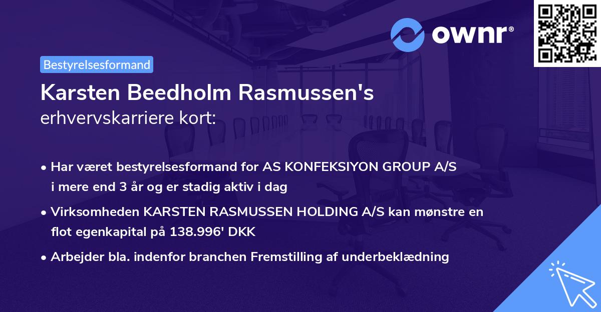 Karsten Beedholm Rasmussen's erhvervskarriere kort