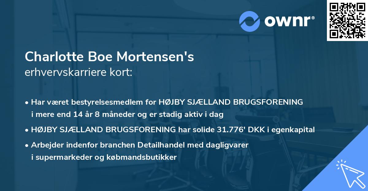 Charlotte Boe Mortensen's erhvervskarriere kort