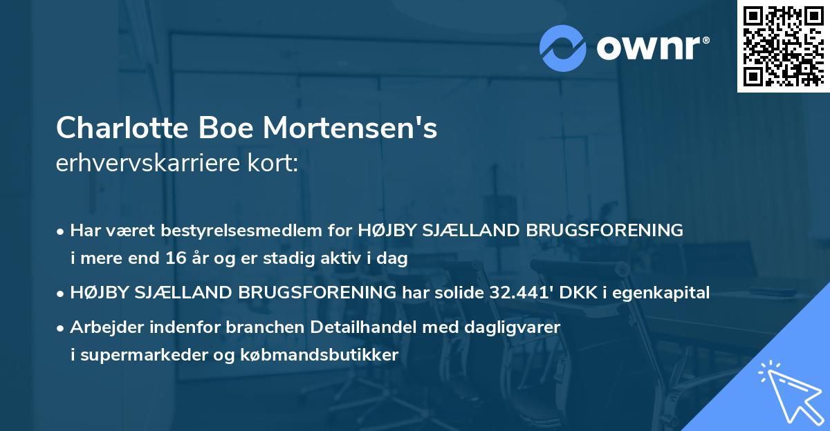 Charlotte Boe Mortensen's erhvervskarriere kort