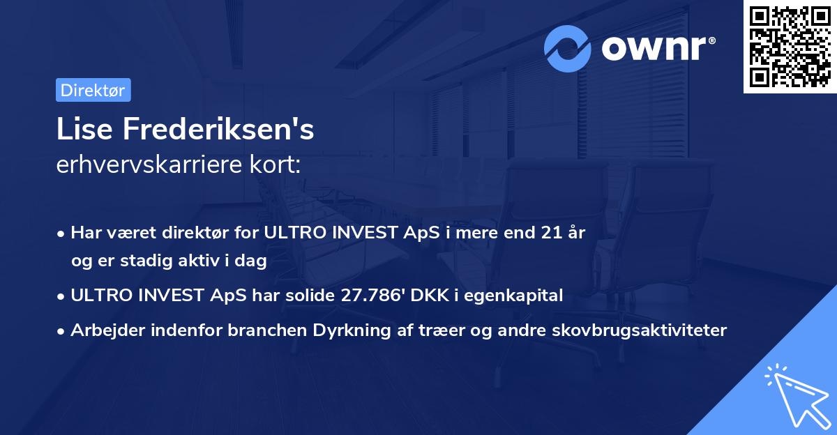 Lise Frederiksen's erhvervskarriere kort