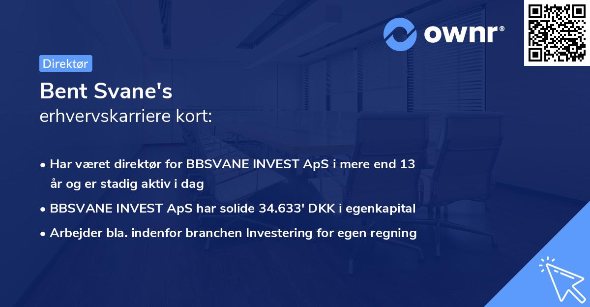 Bent Svane's erhvervskarriere kort