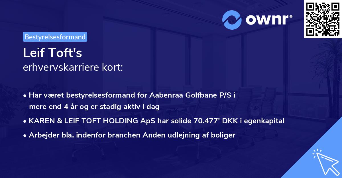 Leif Toft's erhvervskarriere kort