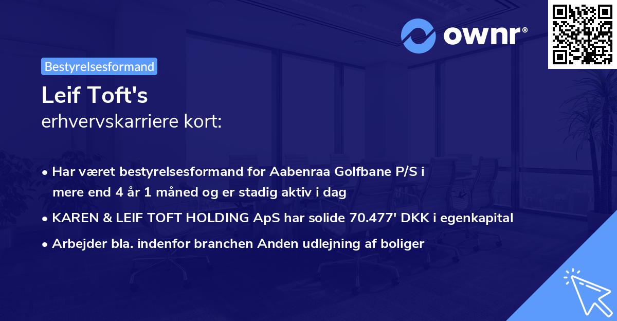 Leif Toft's erhvervskarriere kort