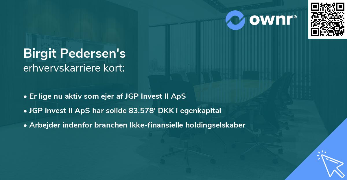 Birgit Pedersen's erhvervskarriere kort