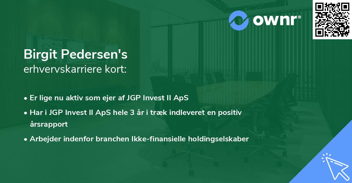 Birgit Pedersen's erhvervskarriere kort