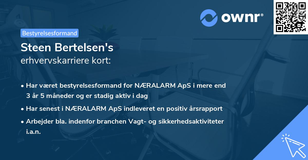 Steen Bertelsen's erhvervskarriere kort