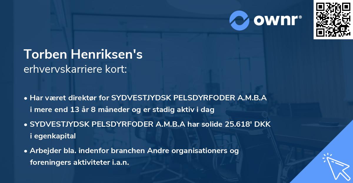 Torben Henriksen's erhvervskarriere kort