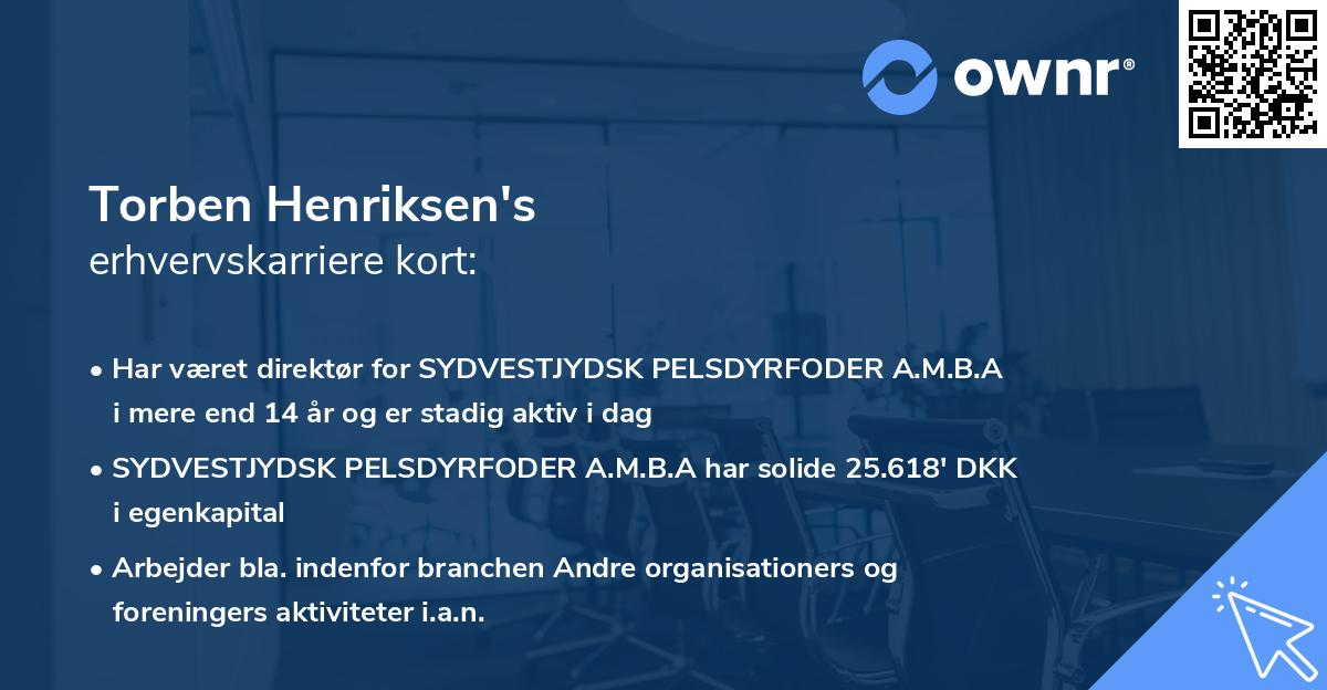 Torben Henriksen's erhvervskarriere kort