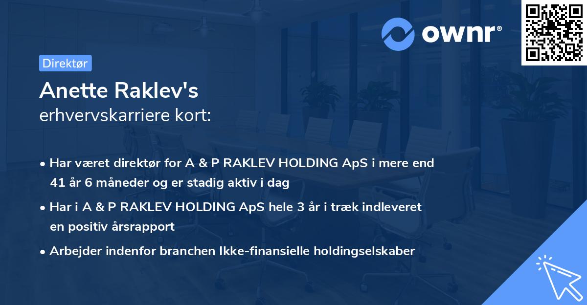 Anette Raklev's erhvervskarriere kort