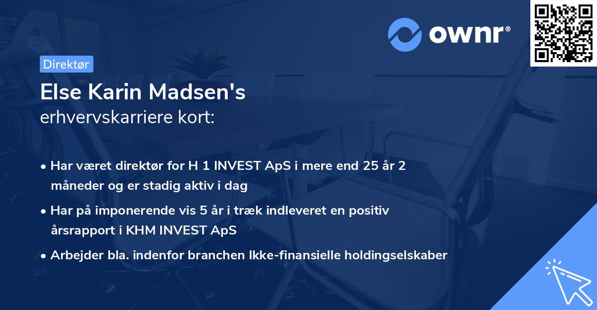 Else Karin Madsen's erhvervskarriere kort