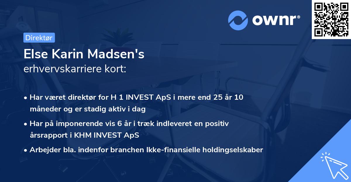 Else Karin Madsen's erhvervskarriere kort