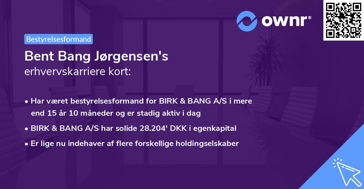 Bent Bang Jørgensen's erhvervskarriere kort