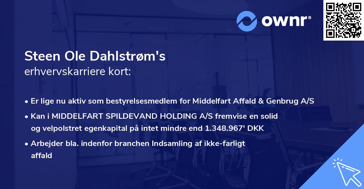 Steen Ole Dahlstrøm's erhvervskarriere kort