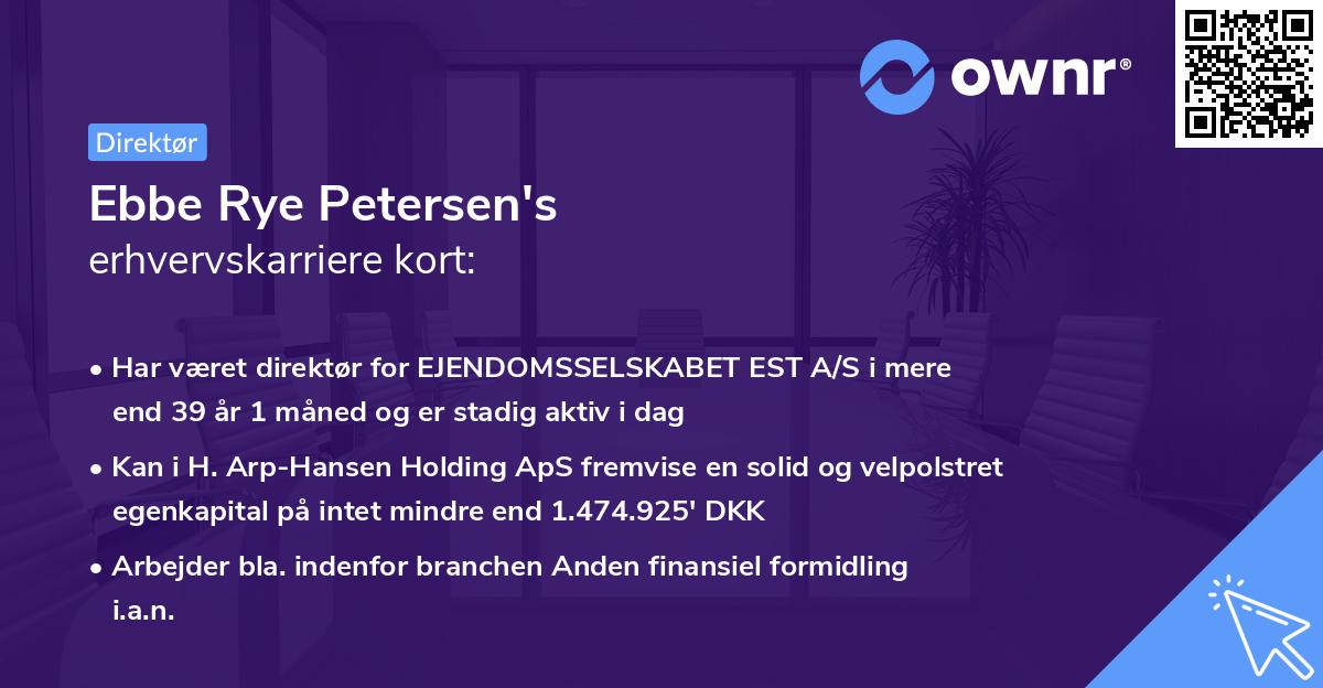 Ebbe Rye Petersen's erhvervskarriere kort