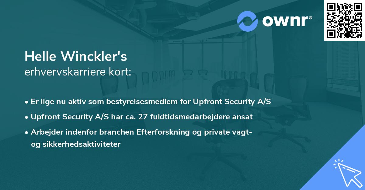 Helle Winckler's erhvervskarriere kort