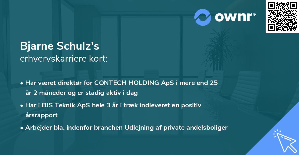 Bjarne Schulz's erhvervskarriere kort