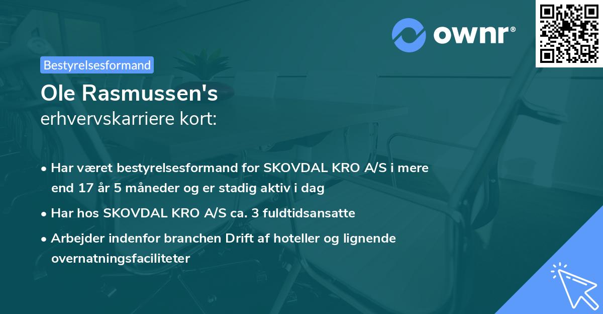 Ole Rasmussen's erhvervskarriere kort