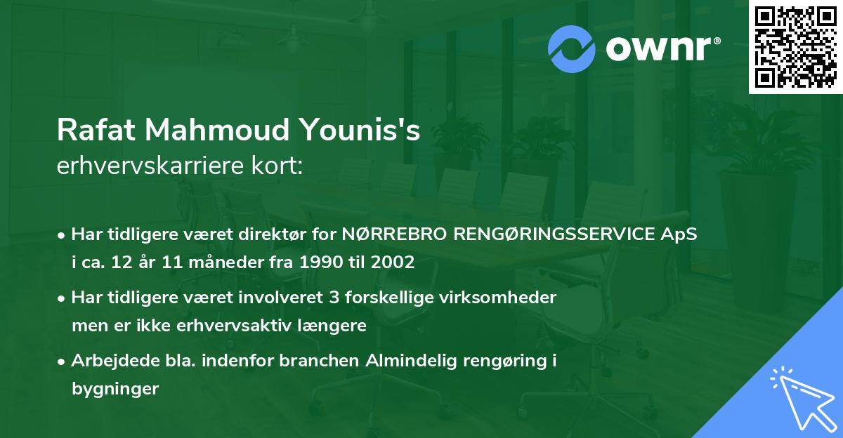 Rafat Mahmoud Younis's erhvervskarriere kort