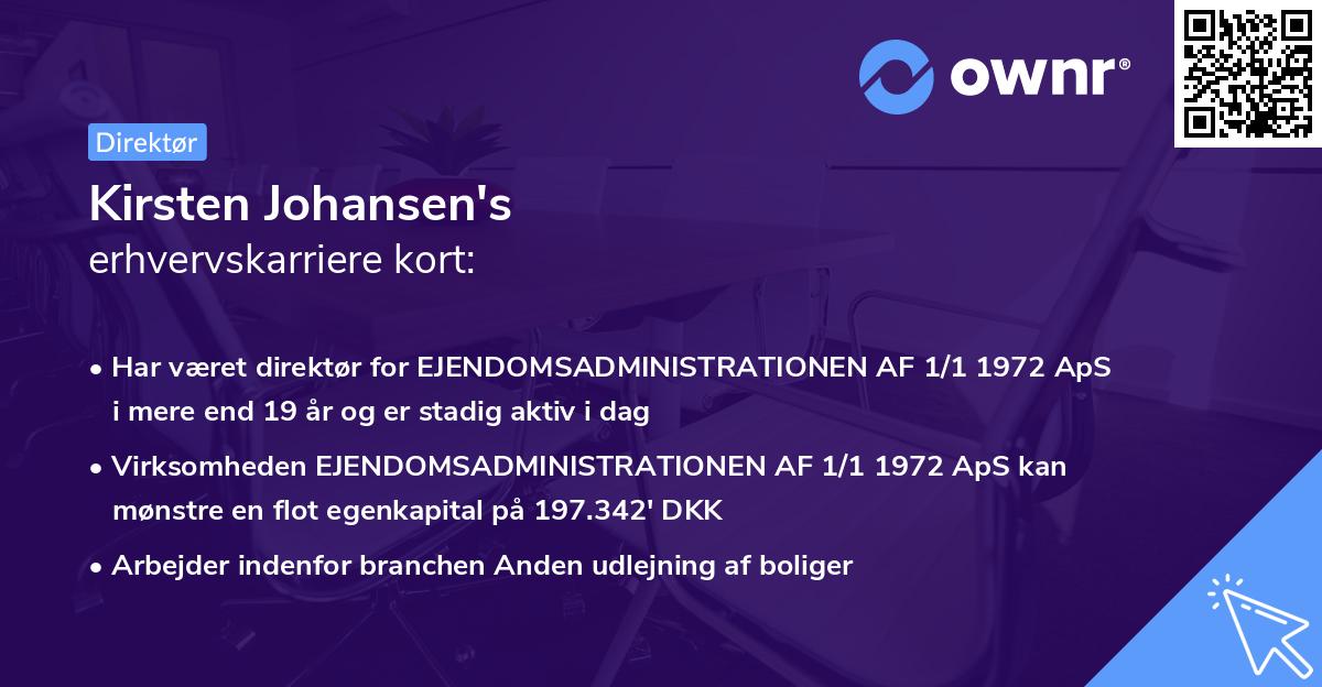 Kirsten Johansen's erhvervskarriere kort