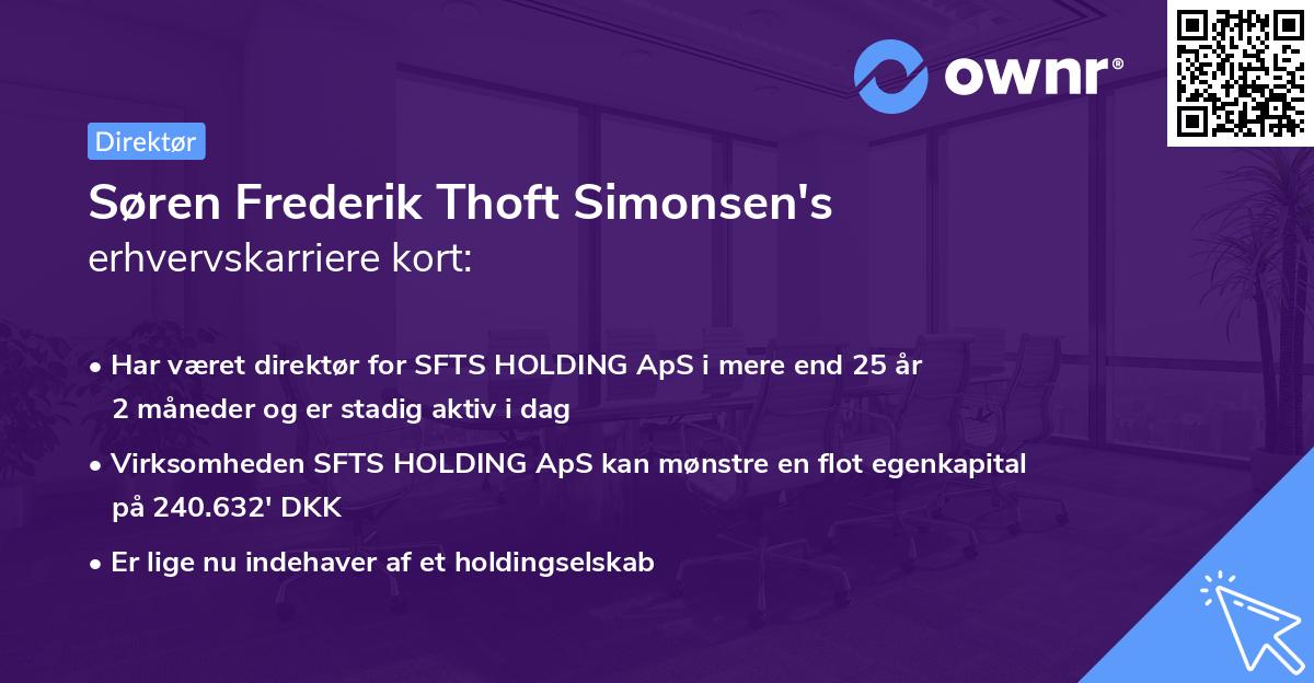 Søren Frederik Thoft Simonsen's erhvervskarriere kort