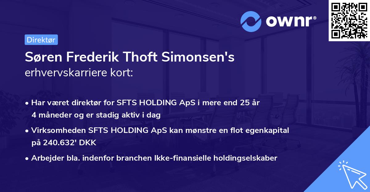 Søren Frederik Thoft Simonsen's erhvervskarriere kort