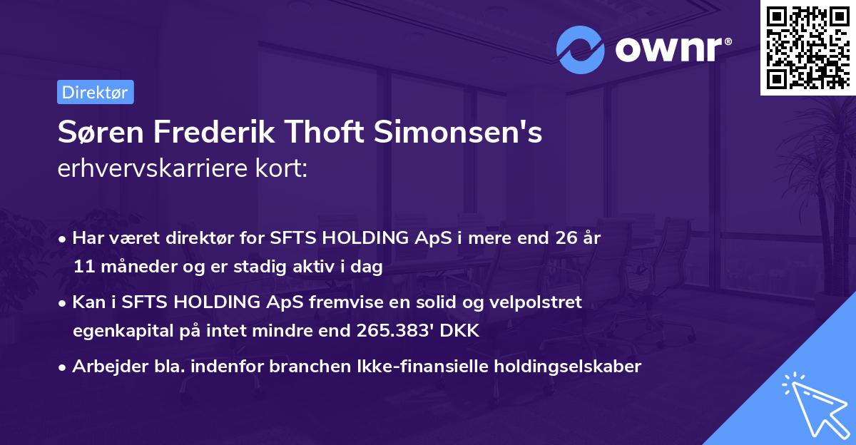 Søren Frederik Thoft Simonsen's erhvervskarriere kort