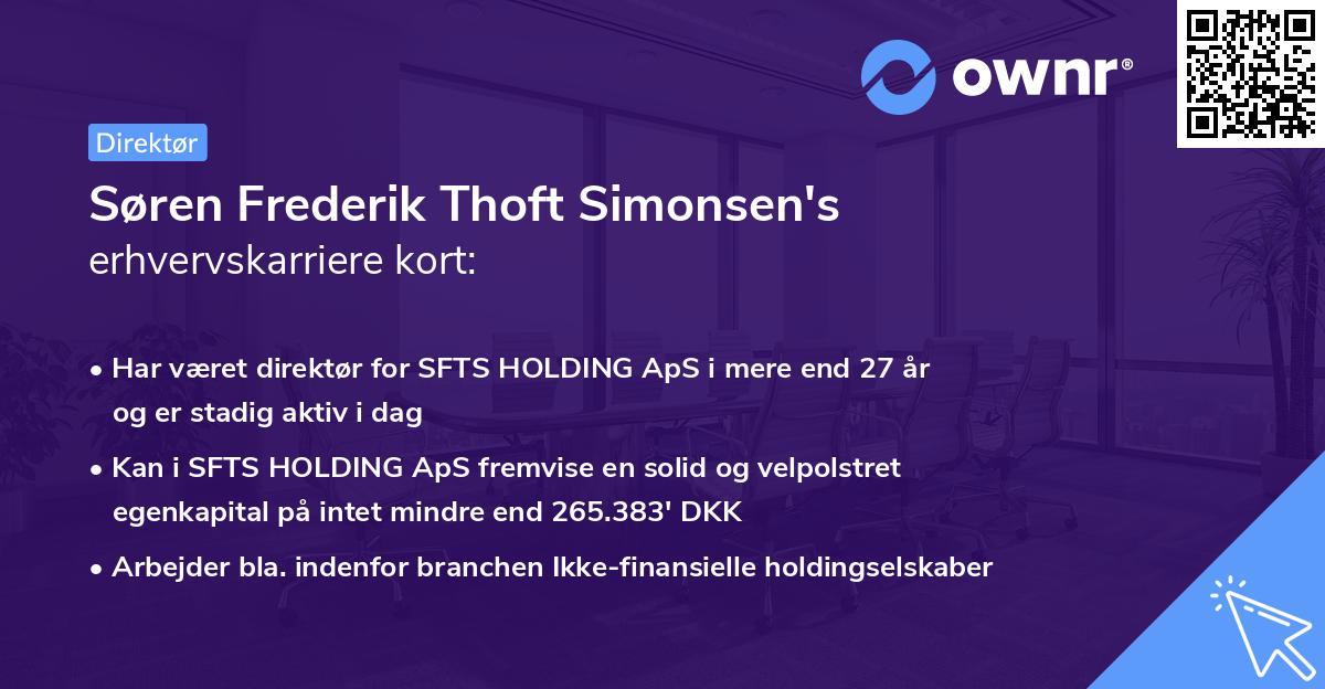 Søren Frederik Thoft Simonsen's erhvervskarriere kort